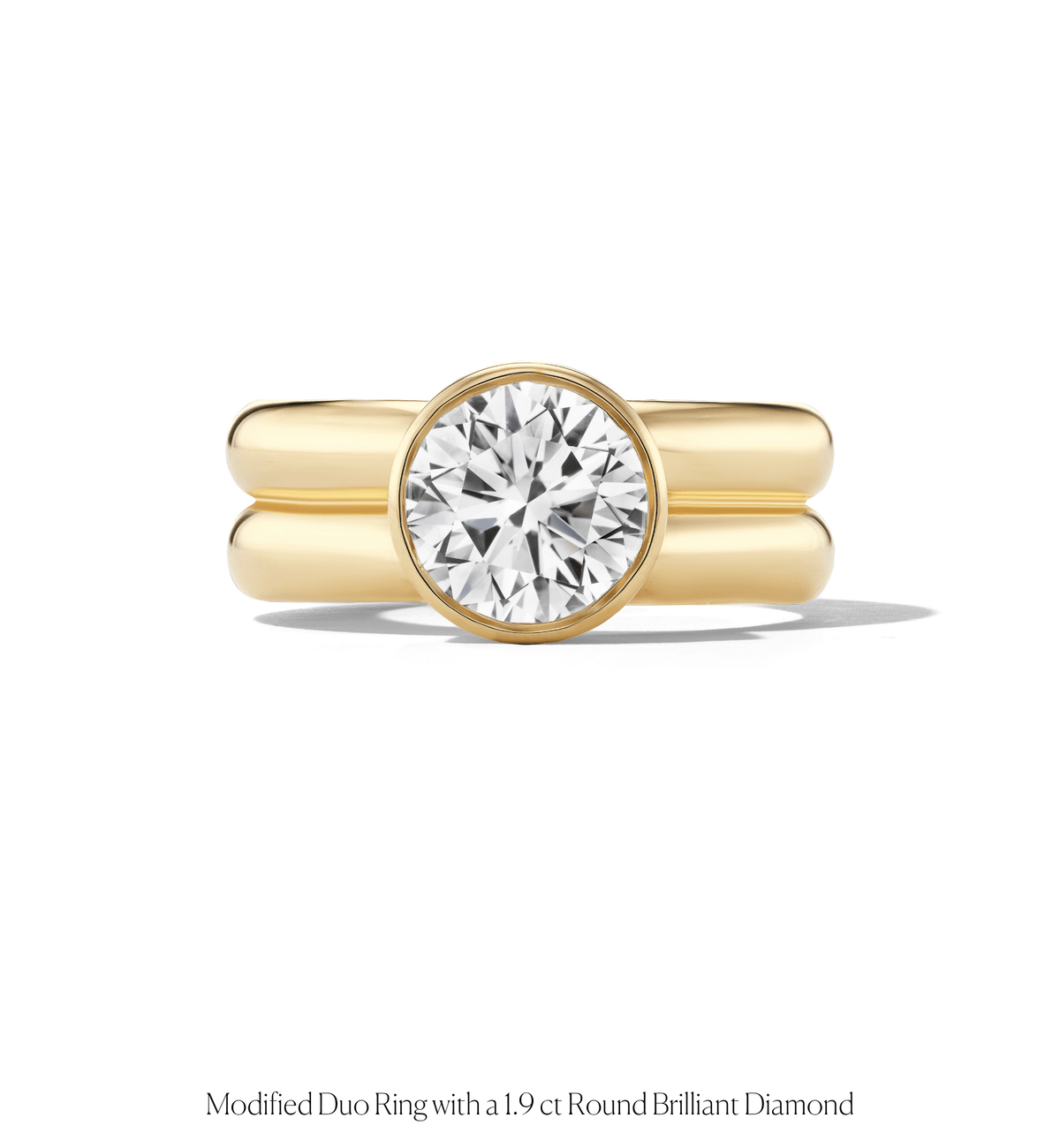 14k solid gold Duo engagement ring with two bezel-set diamonds
