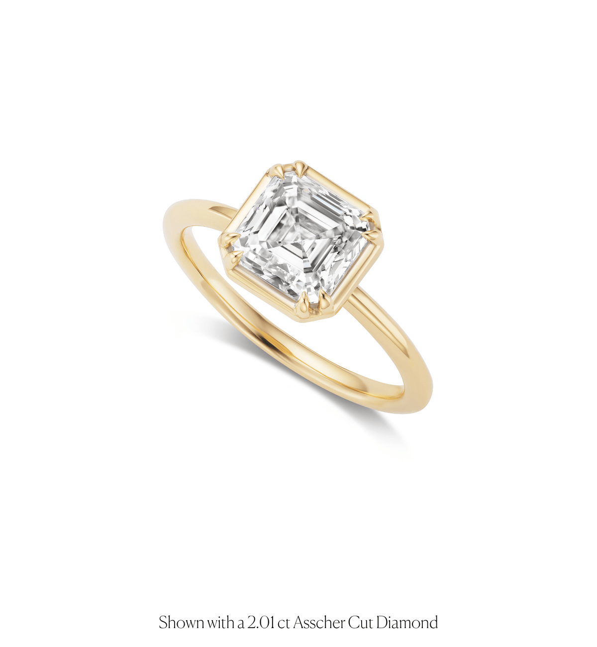 14k solid gold Vow engagement ring with a bezel-set diamond