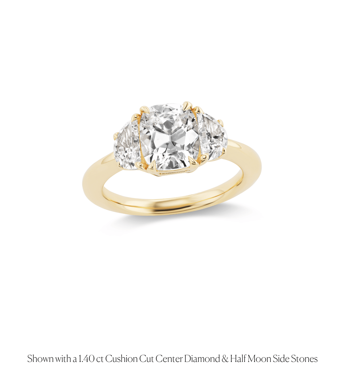 14k solid gold Three Stone engagement ring with three graduated diamonds