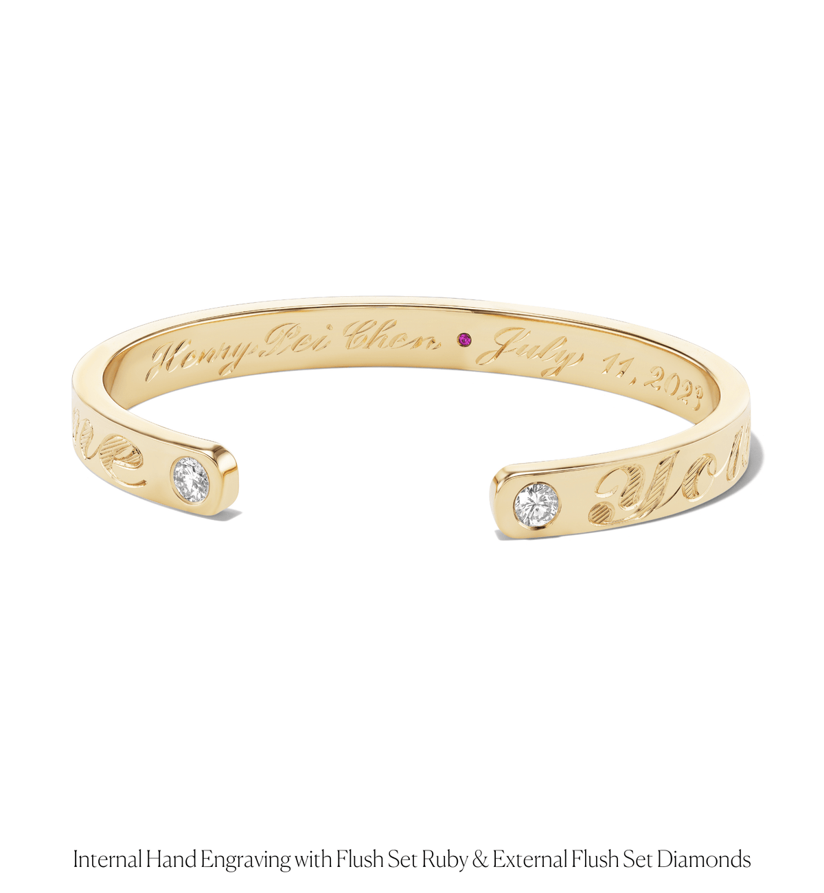 14k solid gold personalized Solid Cuff Bracelet with custom hand engraving