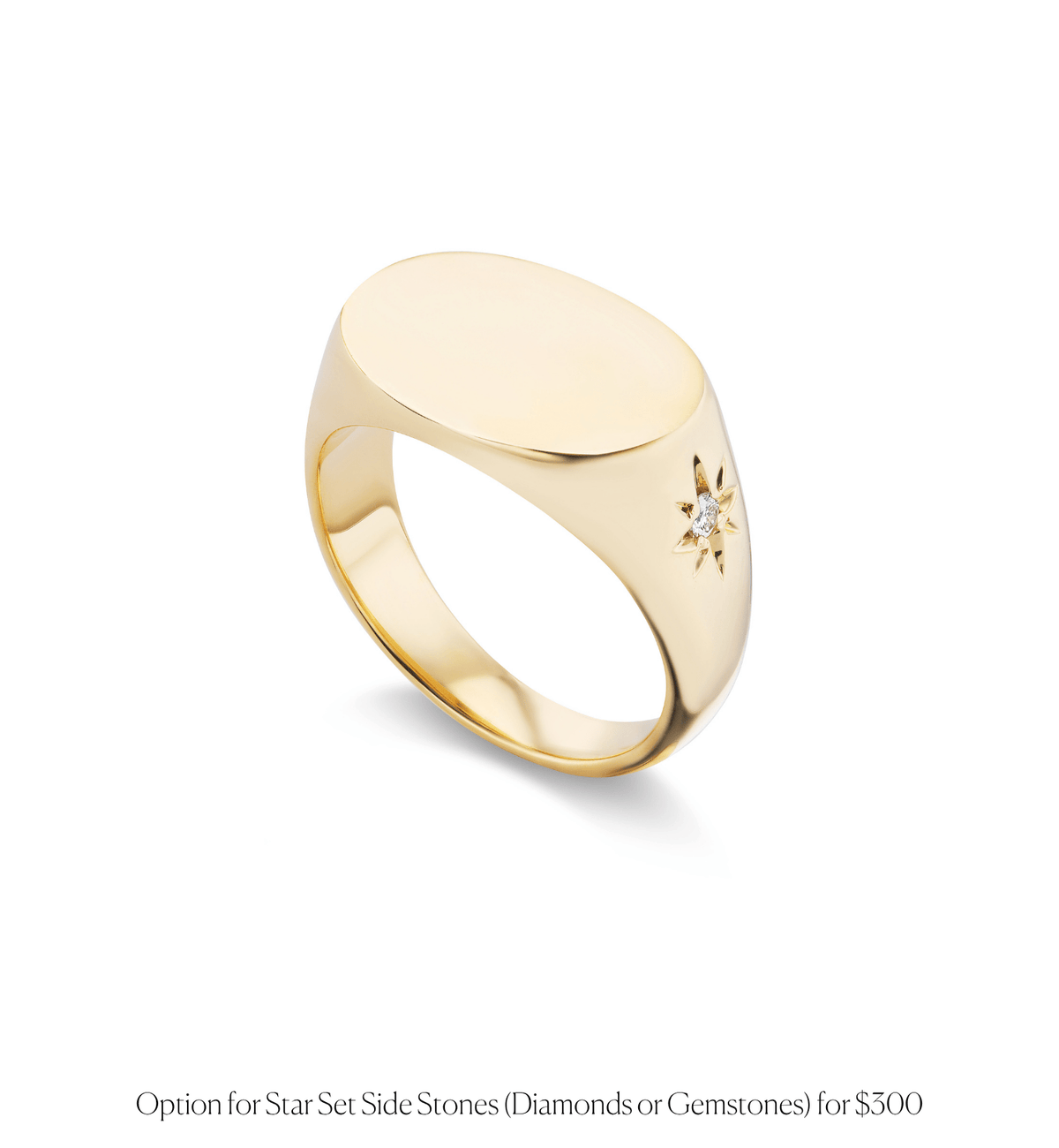 14k solid yellow gold personalized Oval Signet Ring with custom hand engraving
