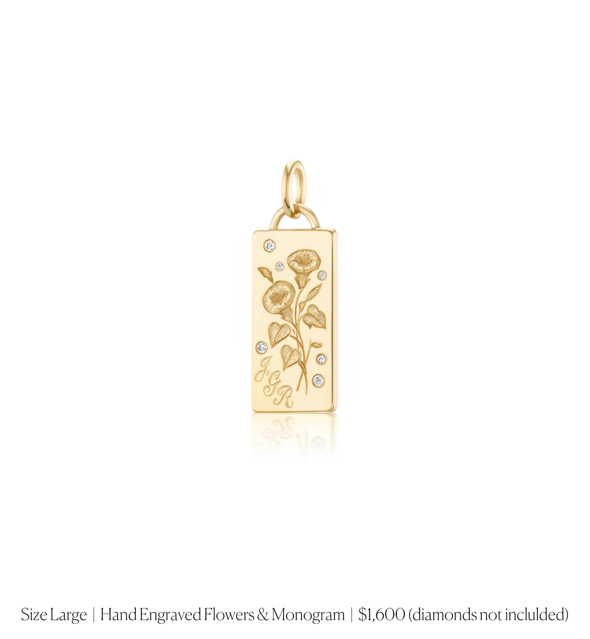 14k solid gold personalized Classic Rectangle Charm with custom hand engraving