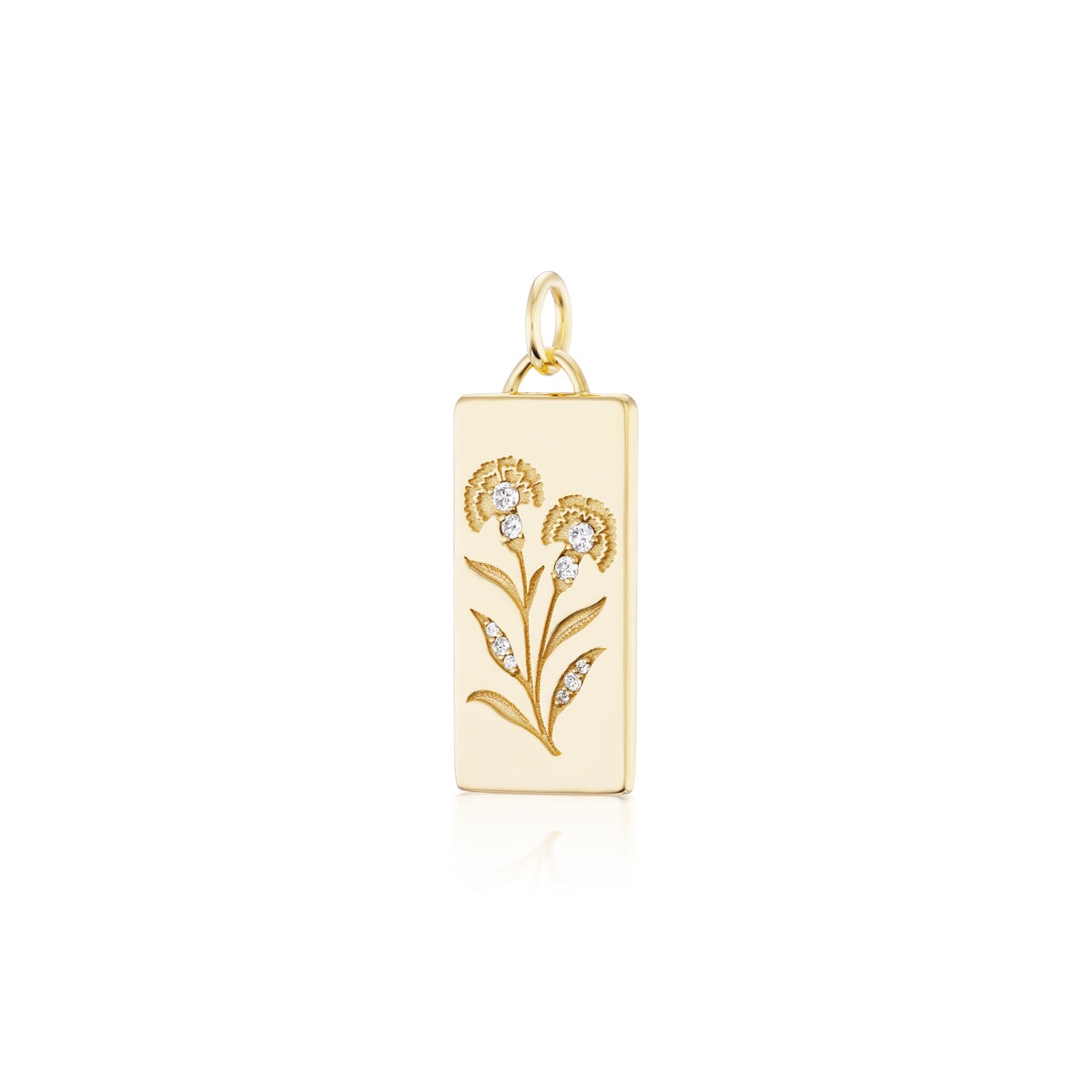 14k solid gold Birth Month Flower Charm with a birth-month flower motif