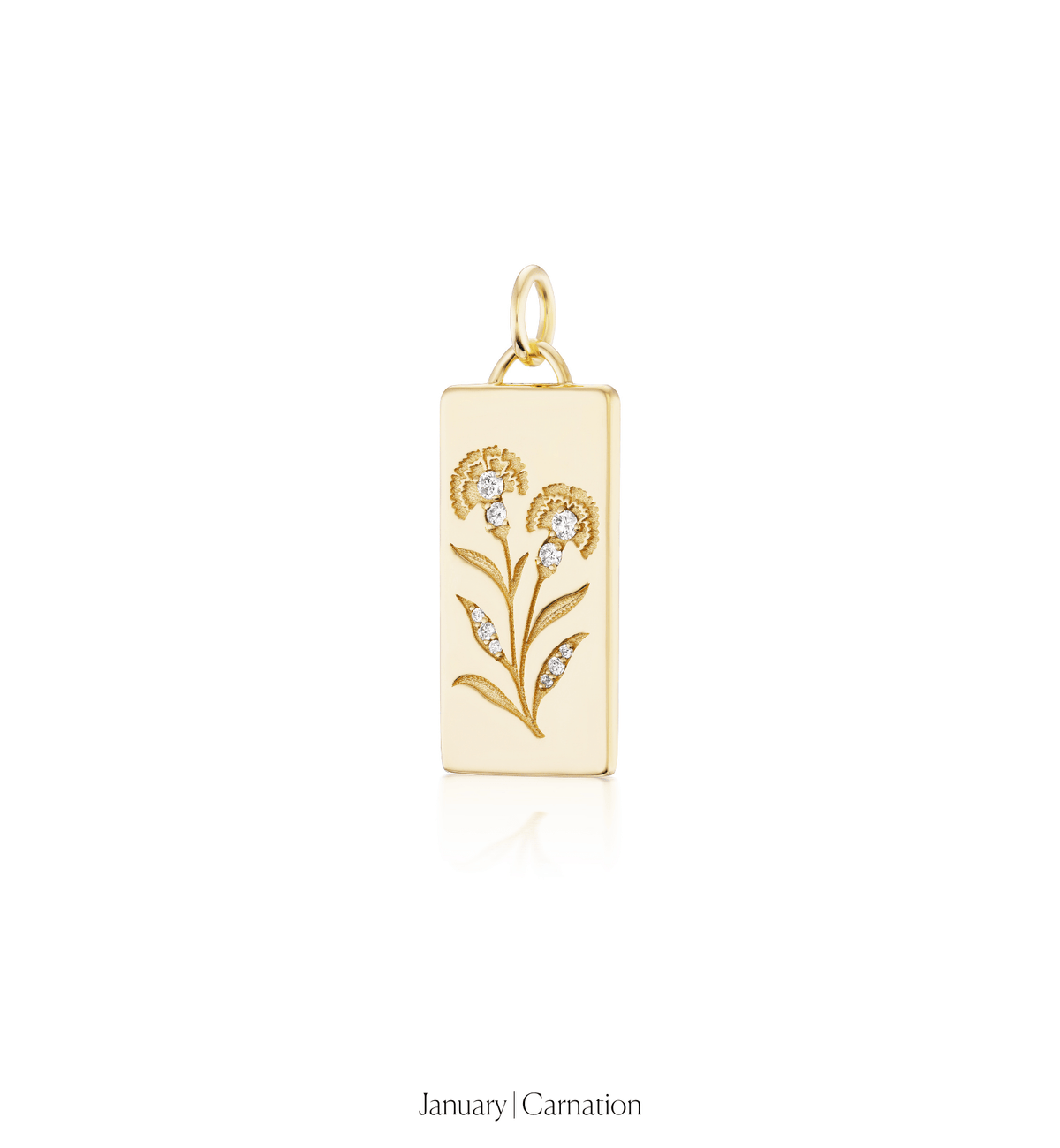 14k solid gold Birth Month Flower Charm with a birth-month flower motif