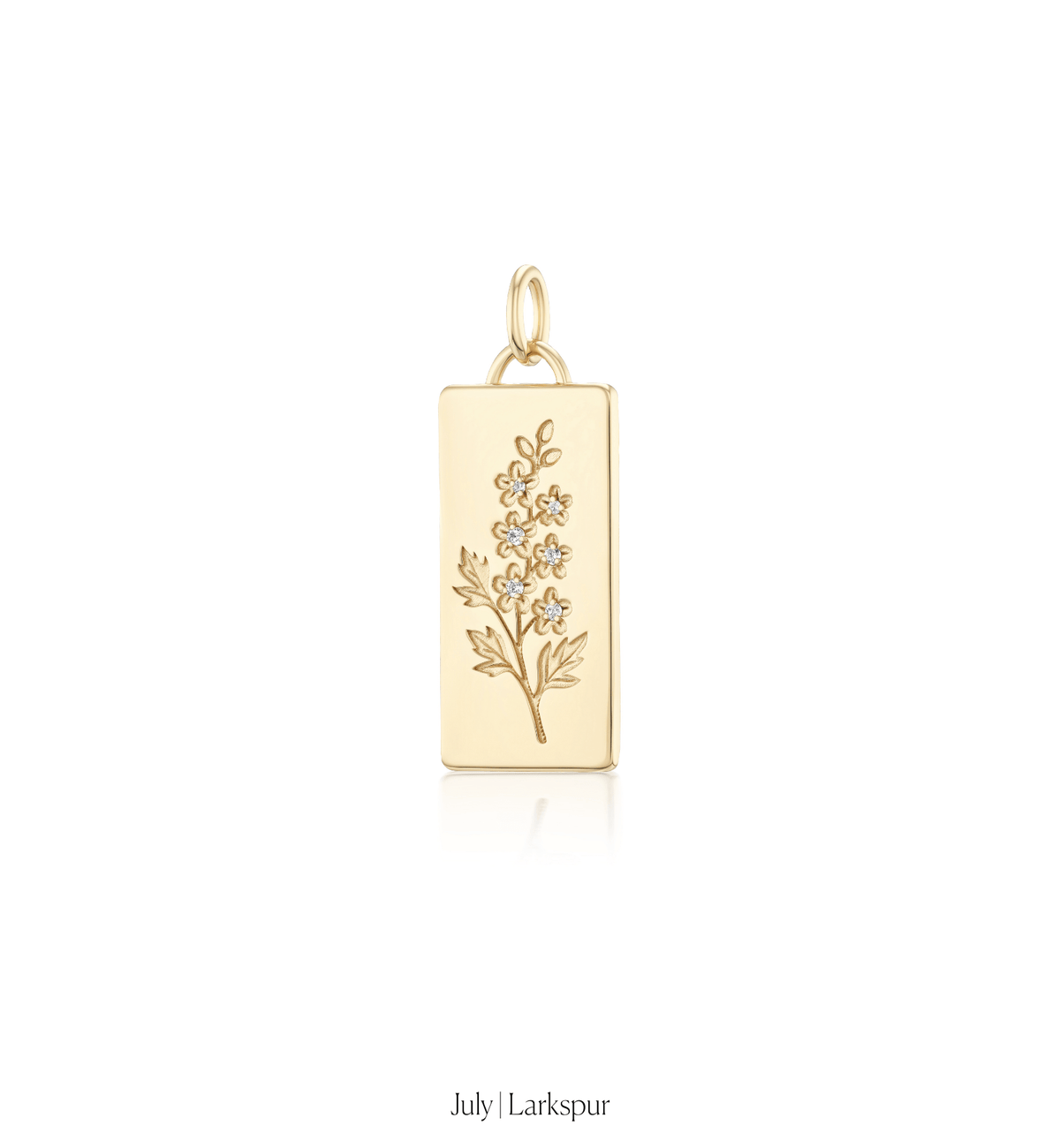 14k solid gold Birth Month Flower Charm with a birth-month flower motif