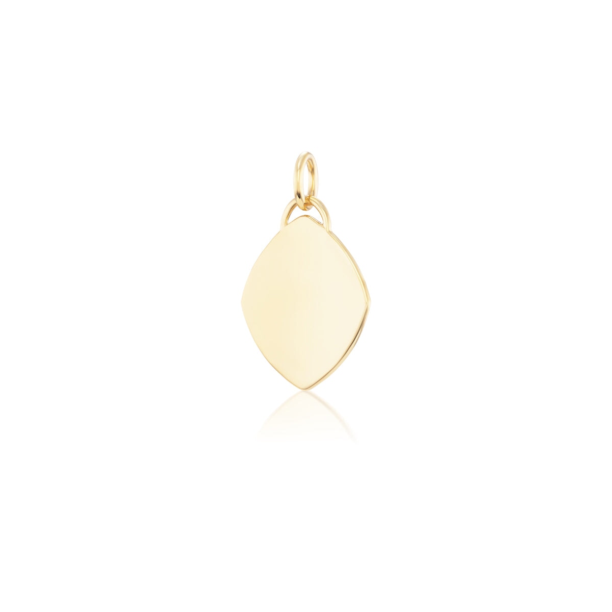 14k solid gold engravable Classic Marquise Charm with a marquise silhouette