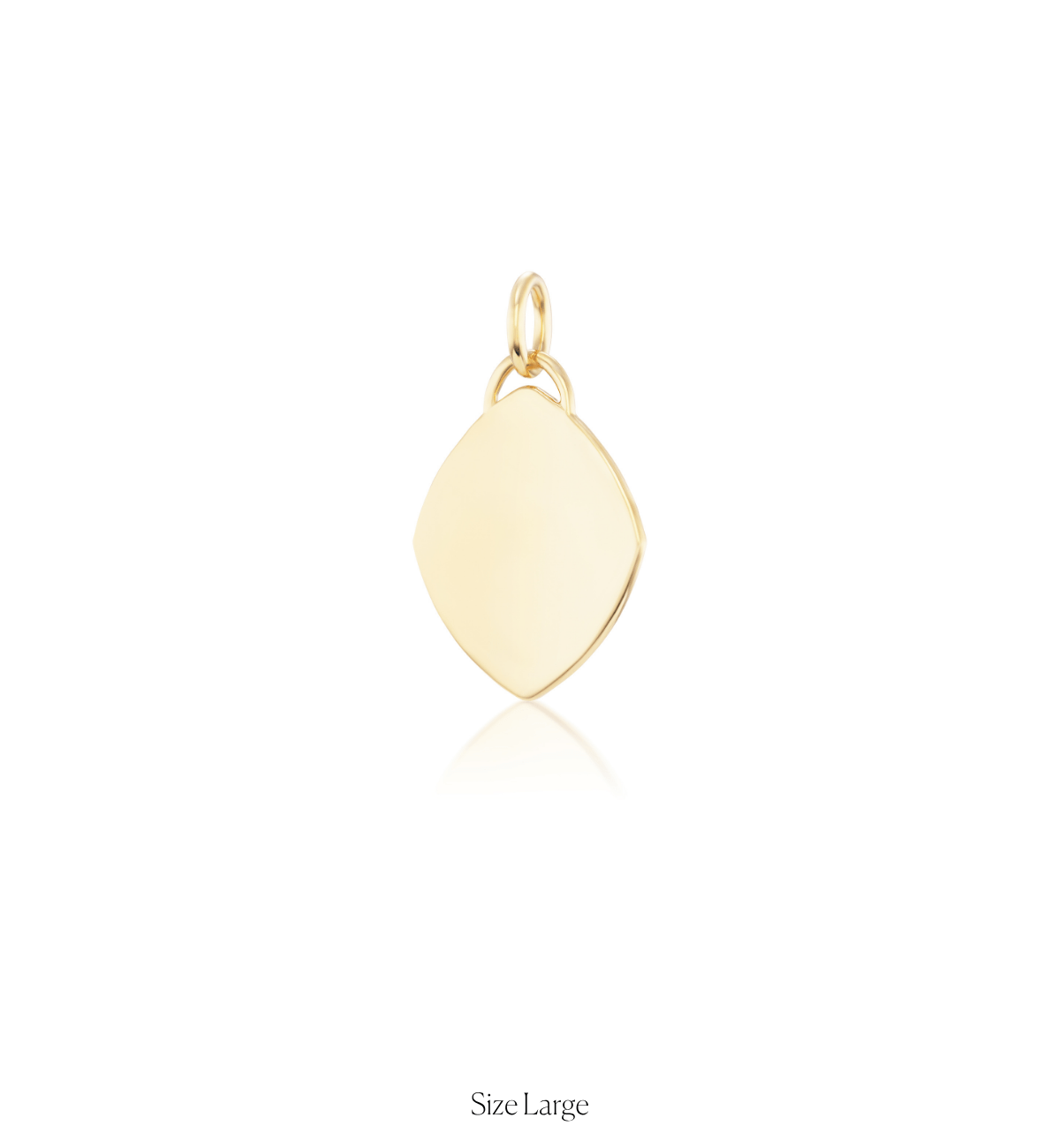 14k solid gold engravable Classic Marquise Charm with a marquise silhouette