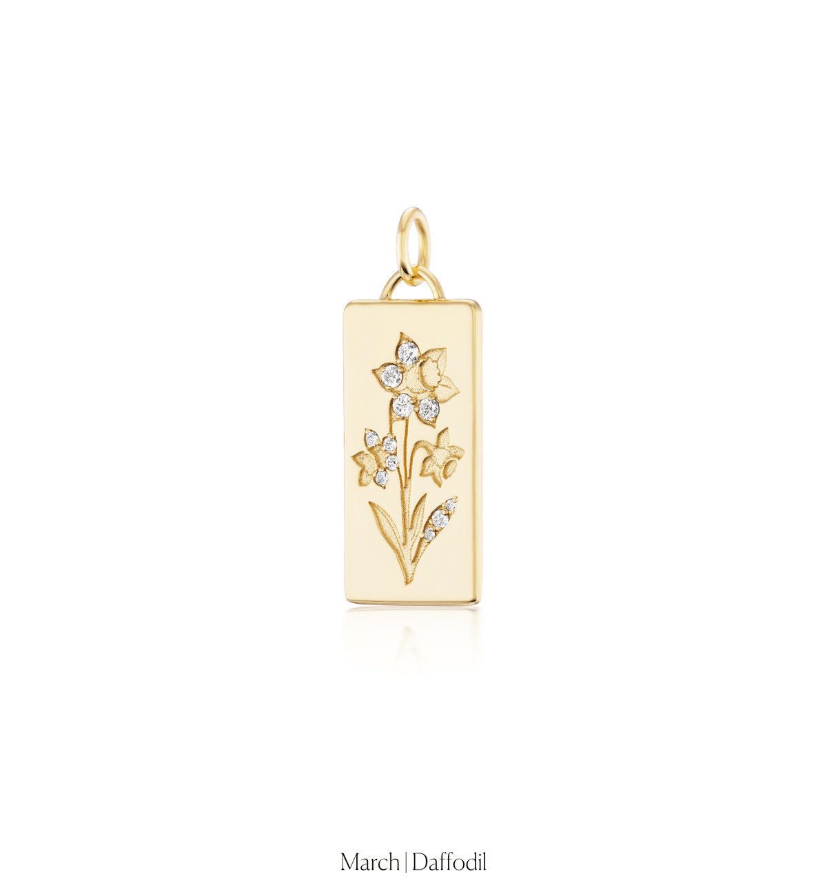 14k solid gold Birth Month Flower Charm with a birth-month flower motif