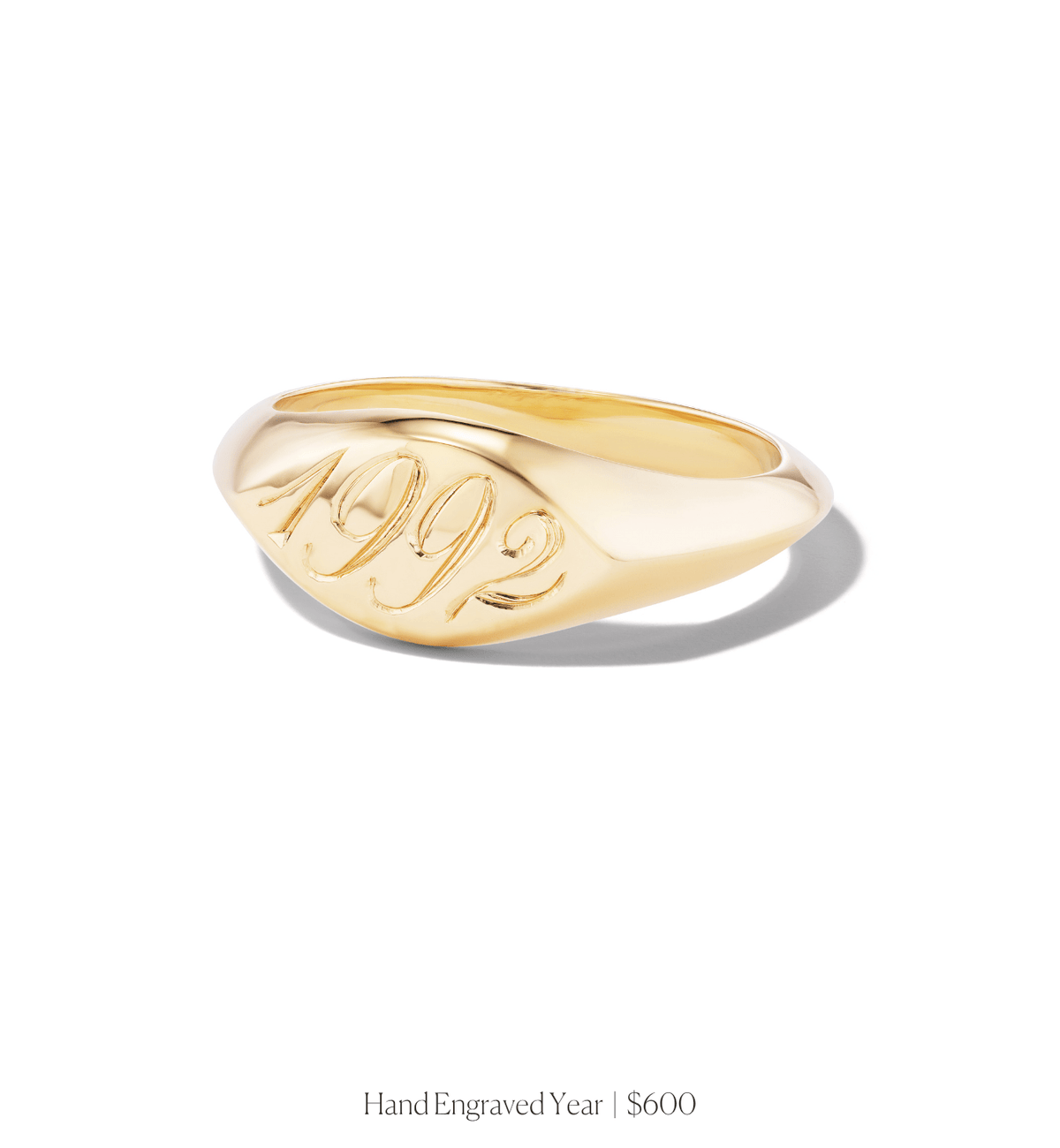 14k solid gold personalized Marquise Signet Ring with custom hand engraving