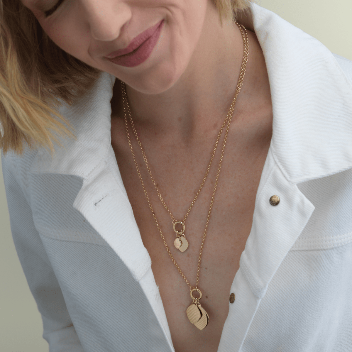 14k solid gold engravable Classic Marquise Charm with a marquise silhouette