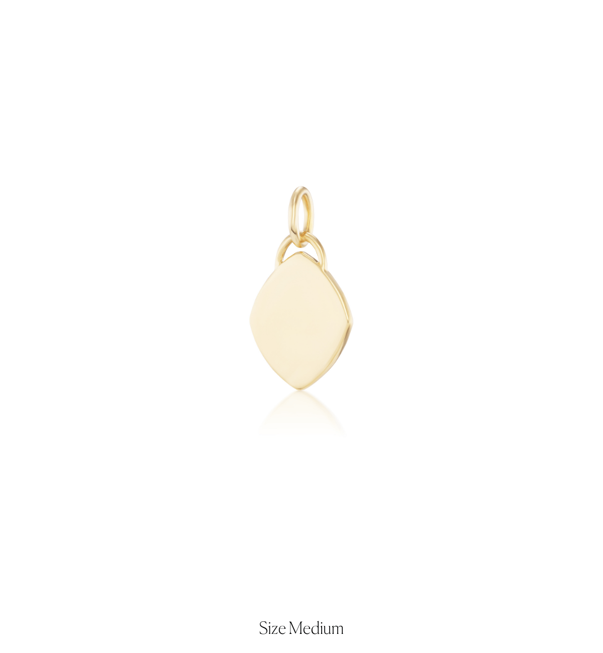 14k solid gold engravable Classic Marquise Charm with a marquise silhouette