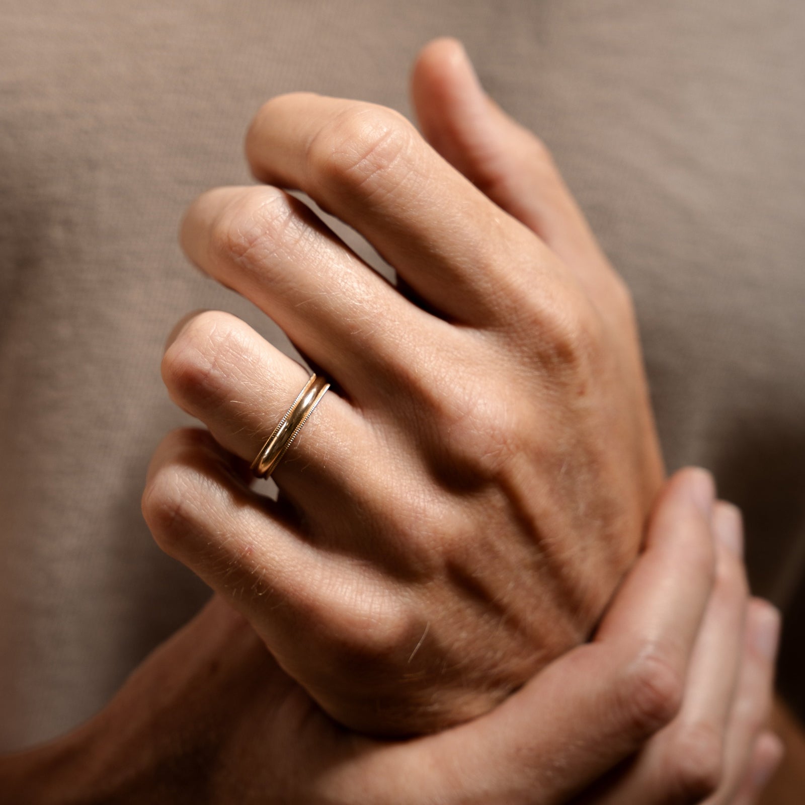 14k solid gold engravable Milgrain Ring with a milgrain detailed edge