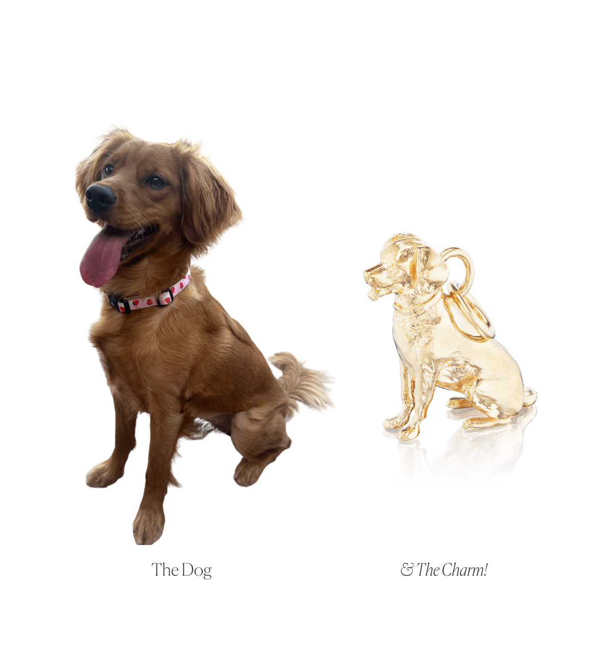 14k solid gold Custom Dog Charm as a custom hand-carved dog portrait