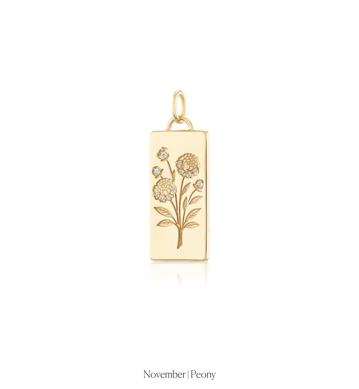 14k solid gold Birth Month Flower Charm with a birth-month flower motif