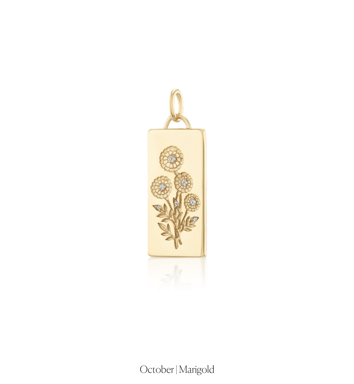14k solid gold Birth Month Flower Charm with a birth-month flower motif