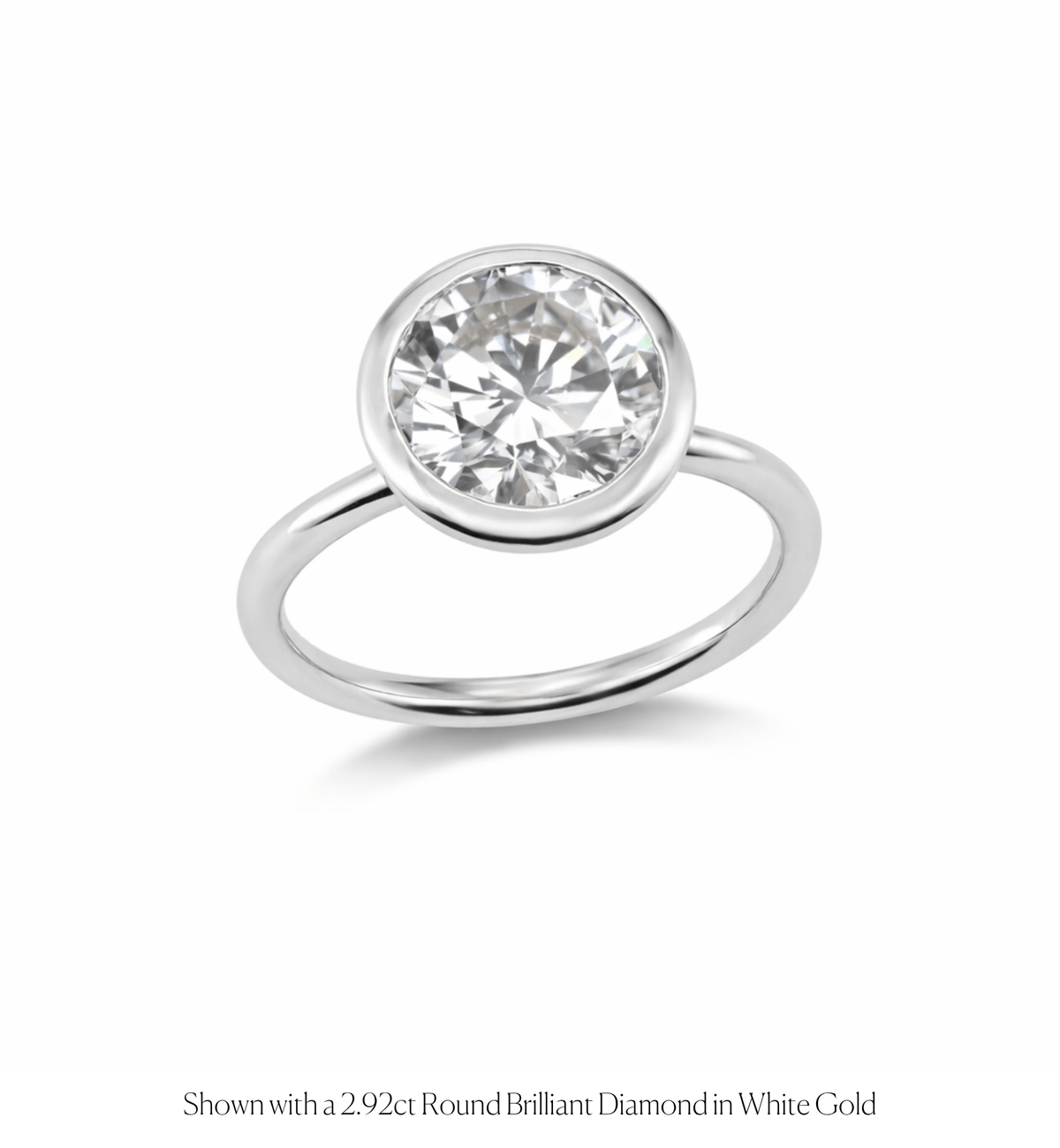14k solid gold Open Bezel Solitaire engagement ring with an open-bezel diamond, shown open