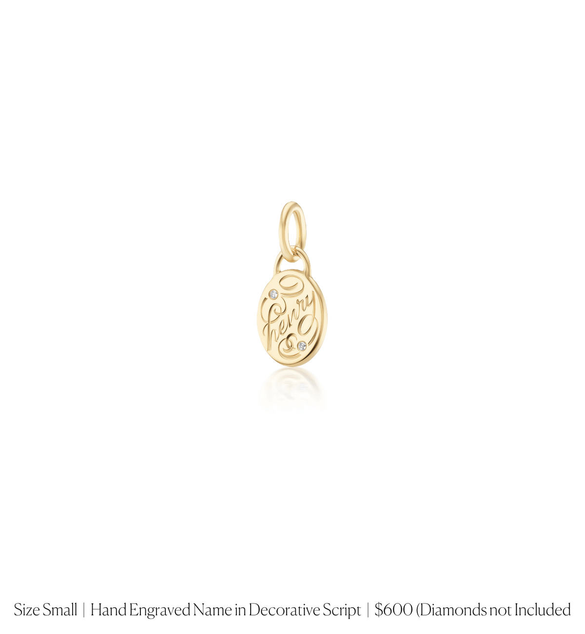 14k solid gold engravable Classic Oval Charm