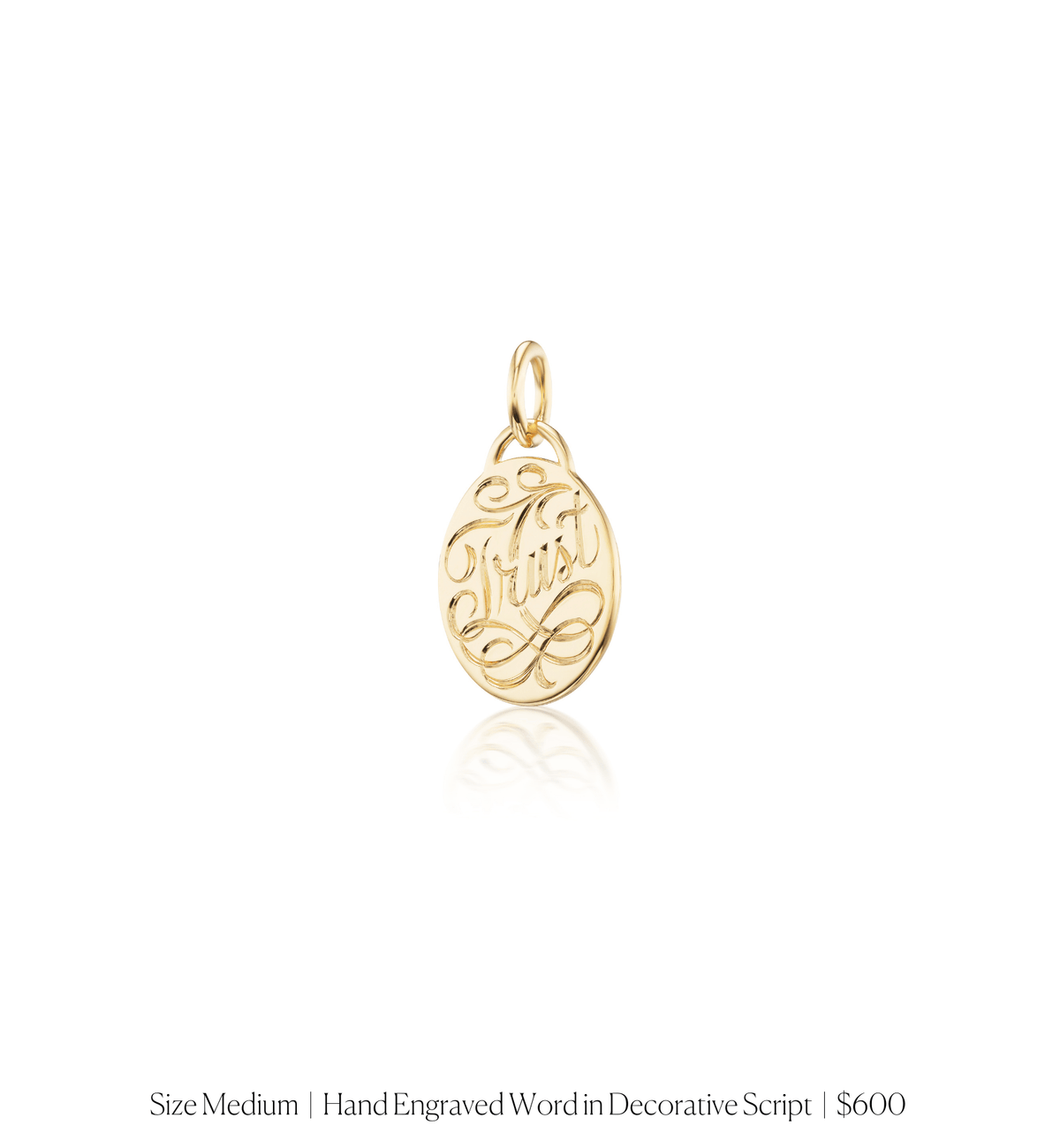 14k solid gold engravable Classic Oval Charm