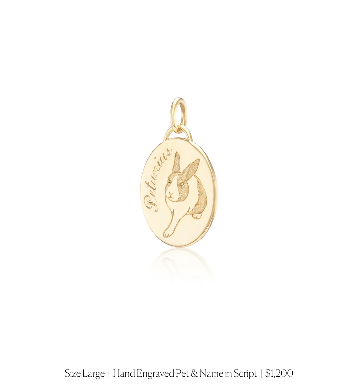 14k solid gold engravable Classic Oval Charm