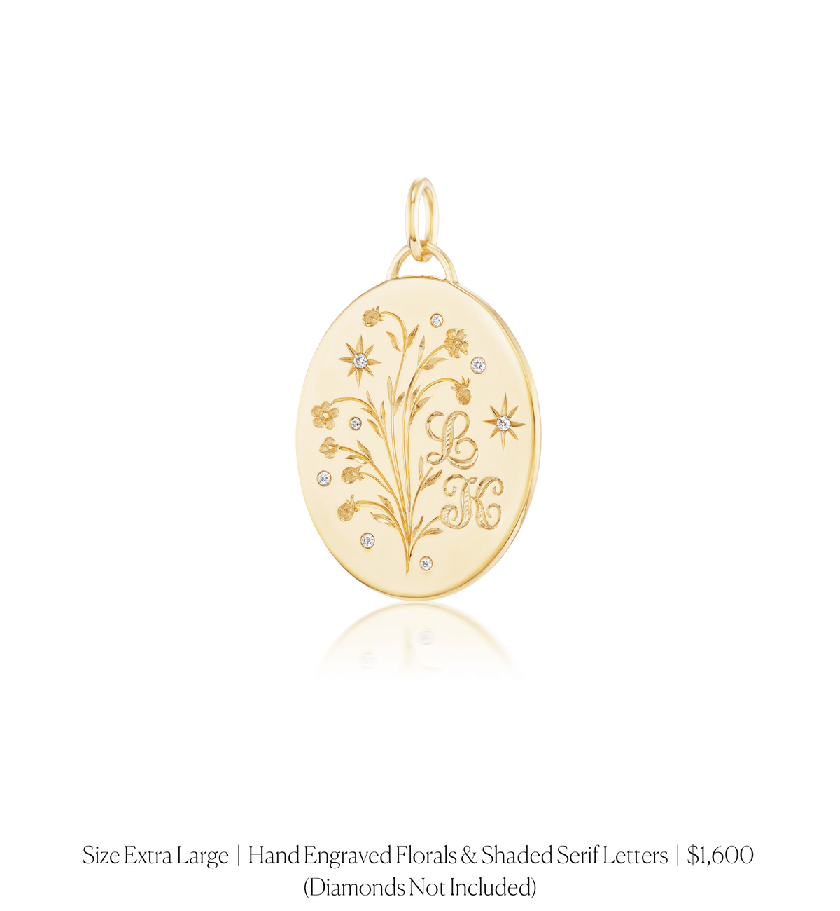 14k solid gold engravable Classic Oval Charm