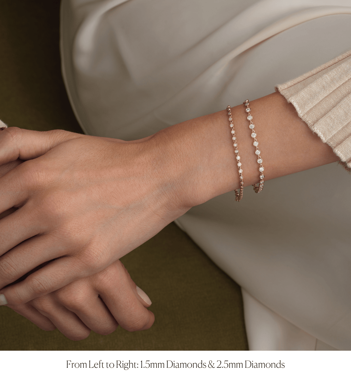14k solid gold Ping Pong Bracelet with bezel-set diamond links