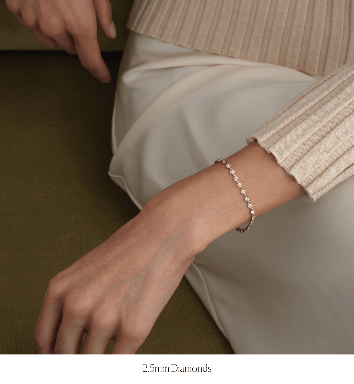 14k solid gold Ping Pong Bracelet with bezel-set diamond links