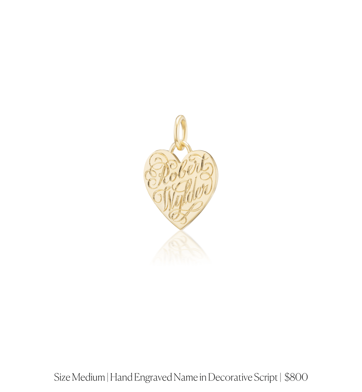 14k solid gold personalized Classic Heart Charm with custom hand engraving