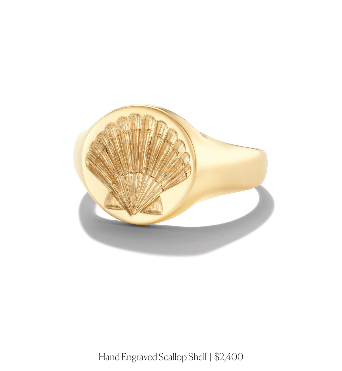 14k solid gold personalized Round Signet Ring with custom hand engraving