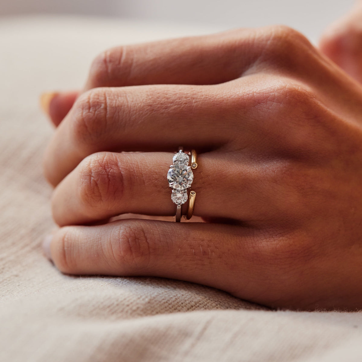 14k solid gold Diamond Cuff Ring with diamonds along an open band, shown open