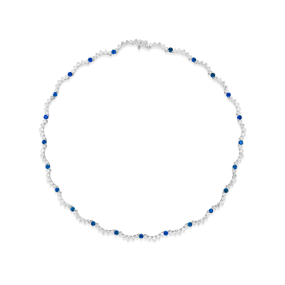 Scalloped Sapphire Tennis Necklace