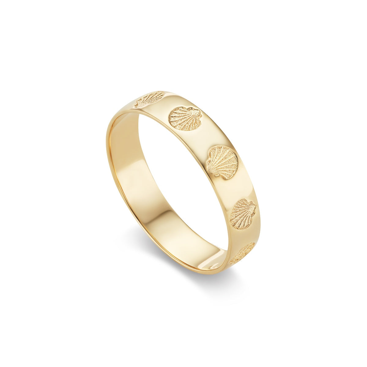 14k solid gold Shell Ring with a sculpted shell design