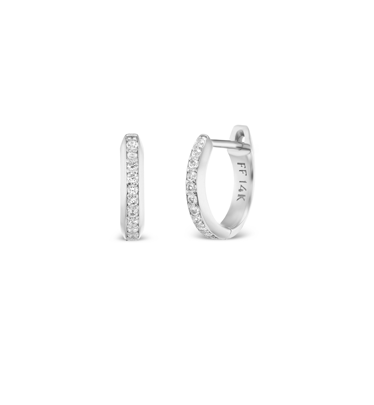 14k solid gold Signature Diamond Huggies with diamonds