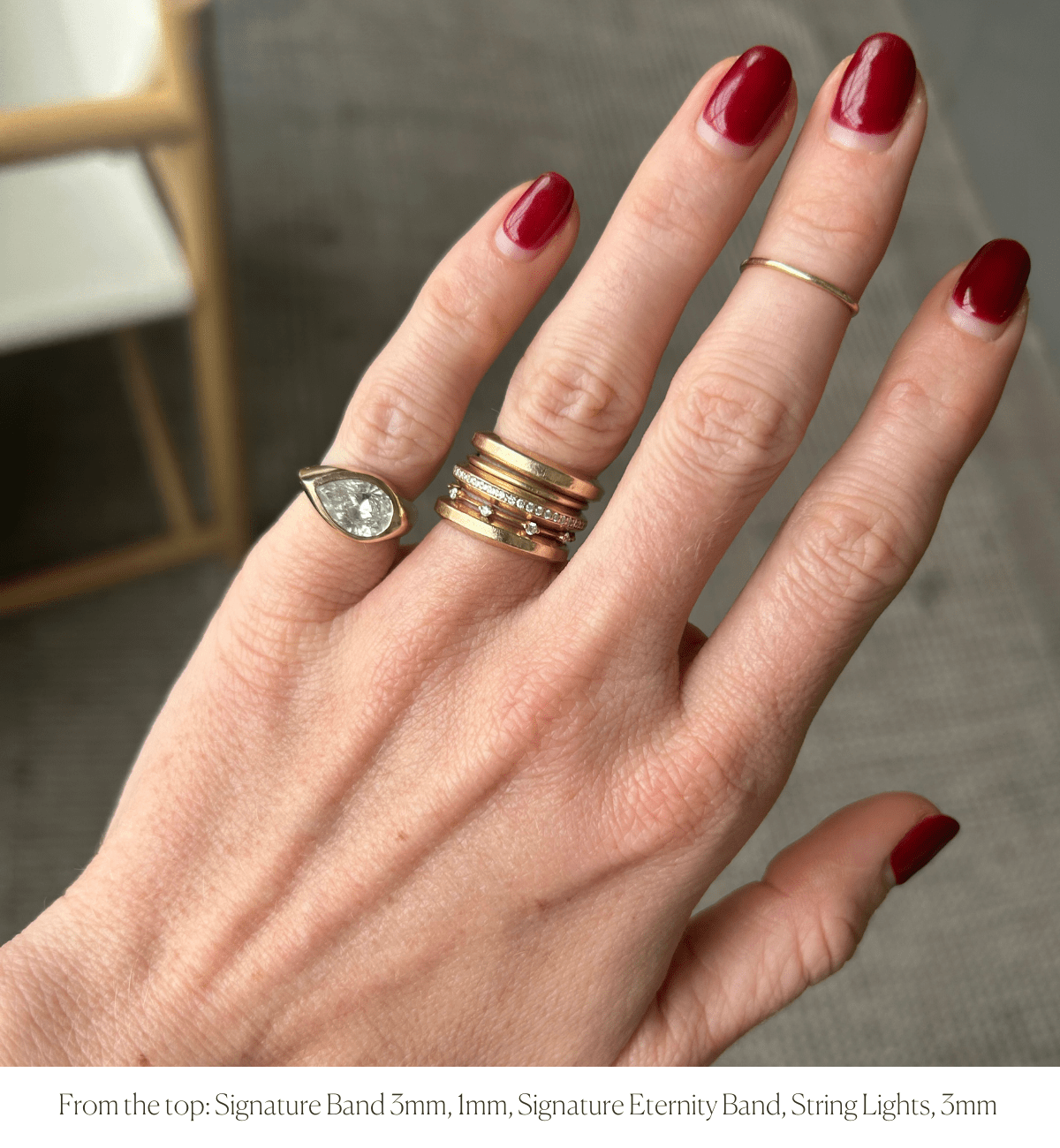 14k solid gold personalized Signature Band ring with custom hand engraving, in 2.5mm