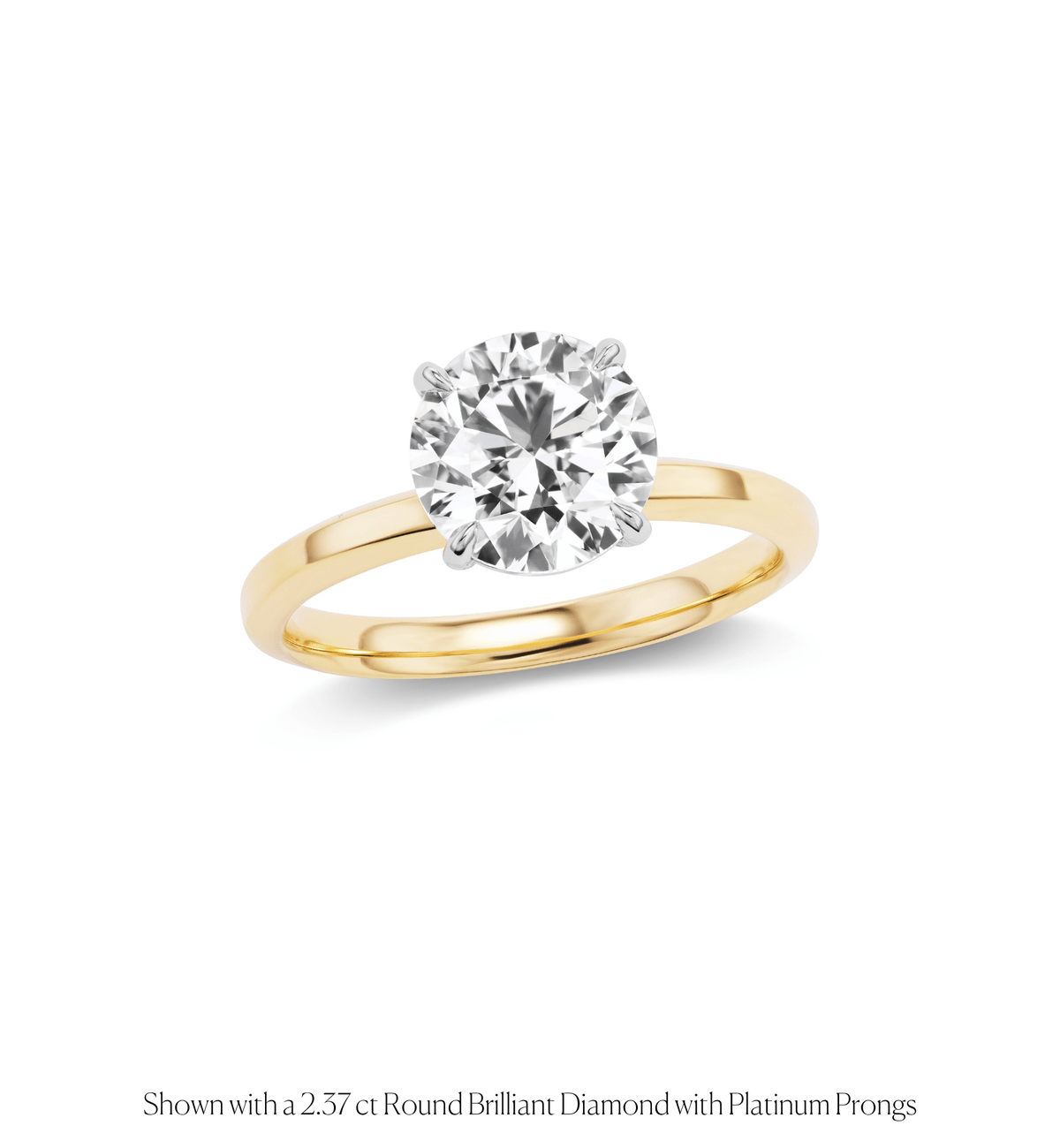 14k solid gold Signature Solitaire engagement ring with a single round diamond