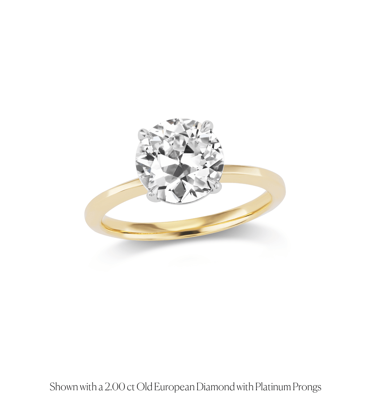 14k solid gold Signature Solitaire engagement ring with a single round diamond