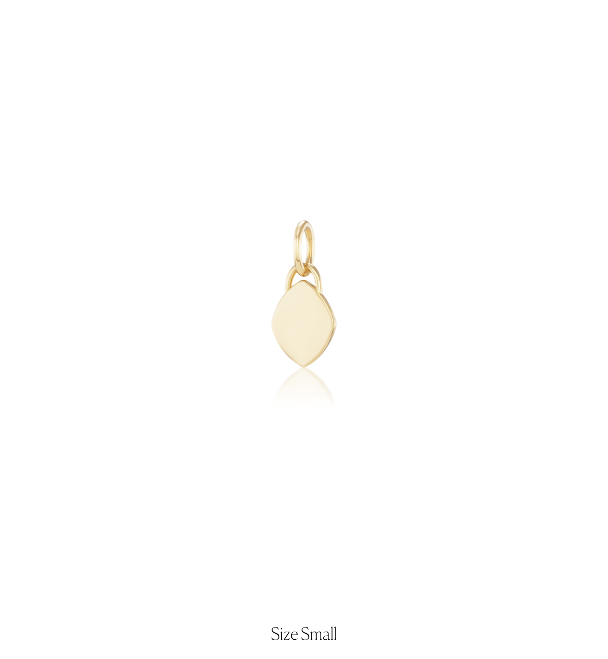 14k solid gold engravable Classic Marquise Charm with a marquise silhouette