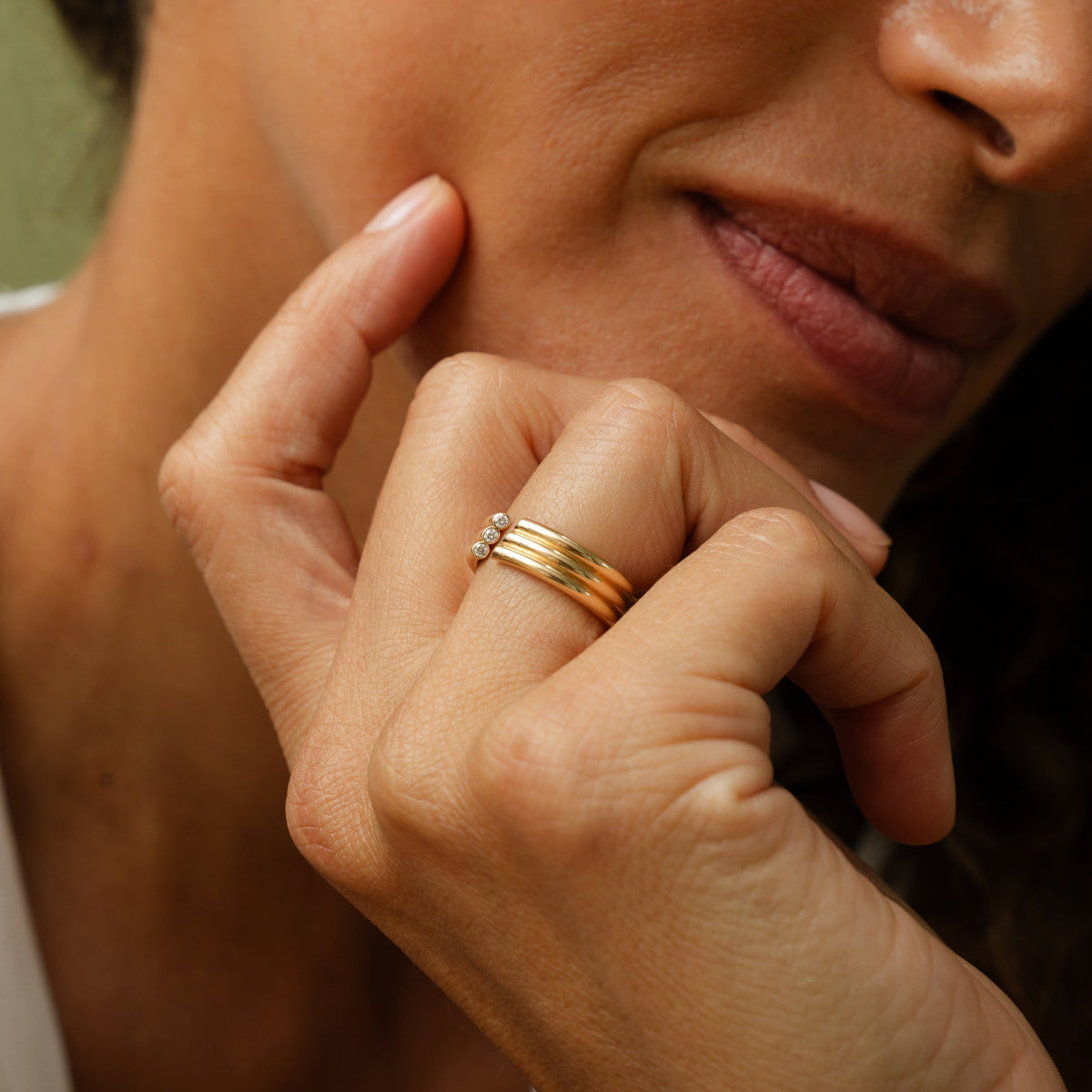 Triple Diamond Cuff Ring