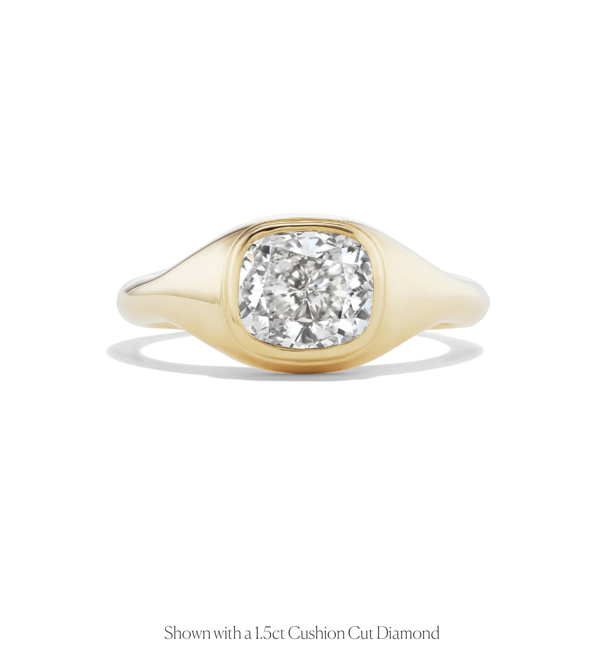 14k solid gold Arch engagement ring with a chunky bezel-set diamond