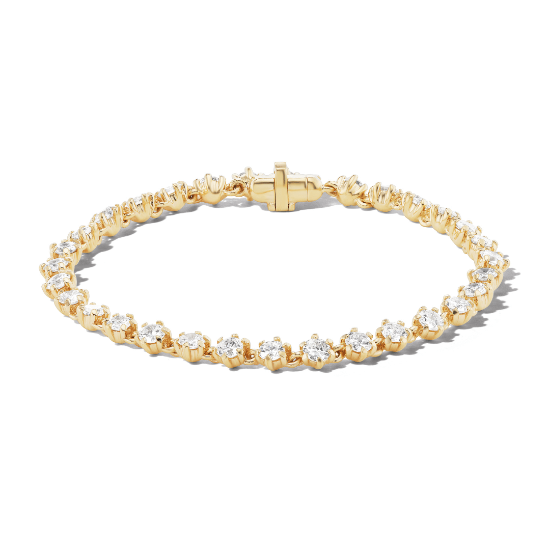 14k solid gold Badminton Bracelet with birdie-shaped diamond links