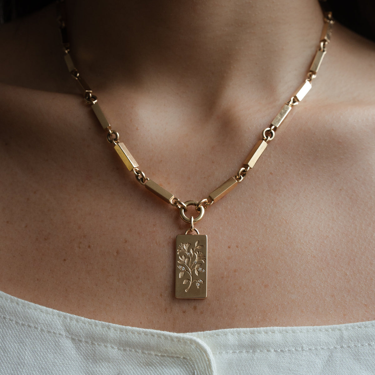 14k solid gold Birth Month Flower Charm with a birth-month flower motif
