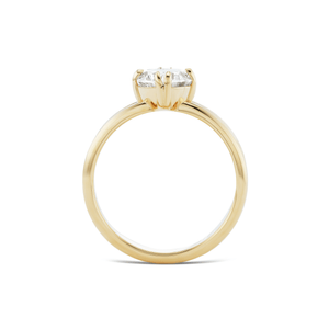 Side view of the 14k gold triple band design engagement ring