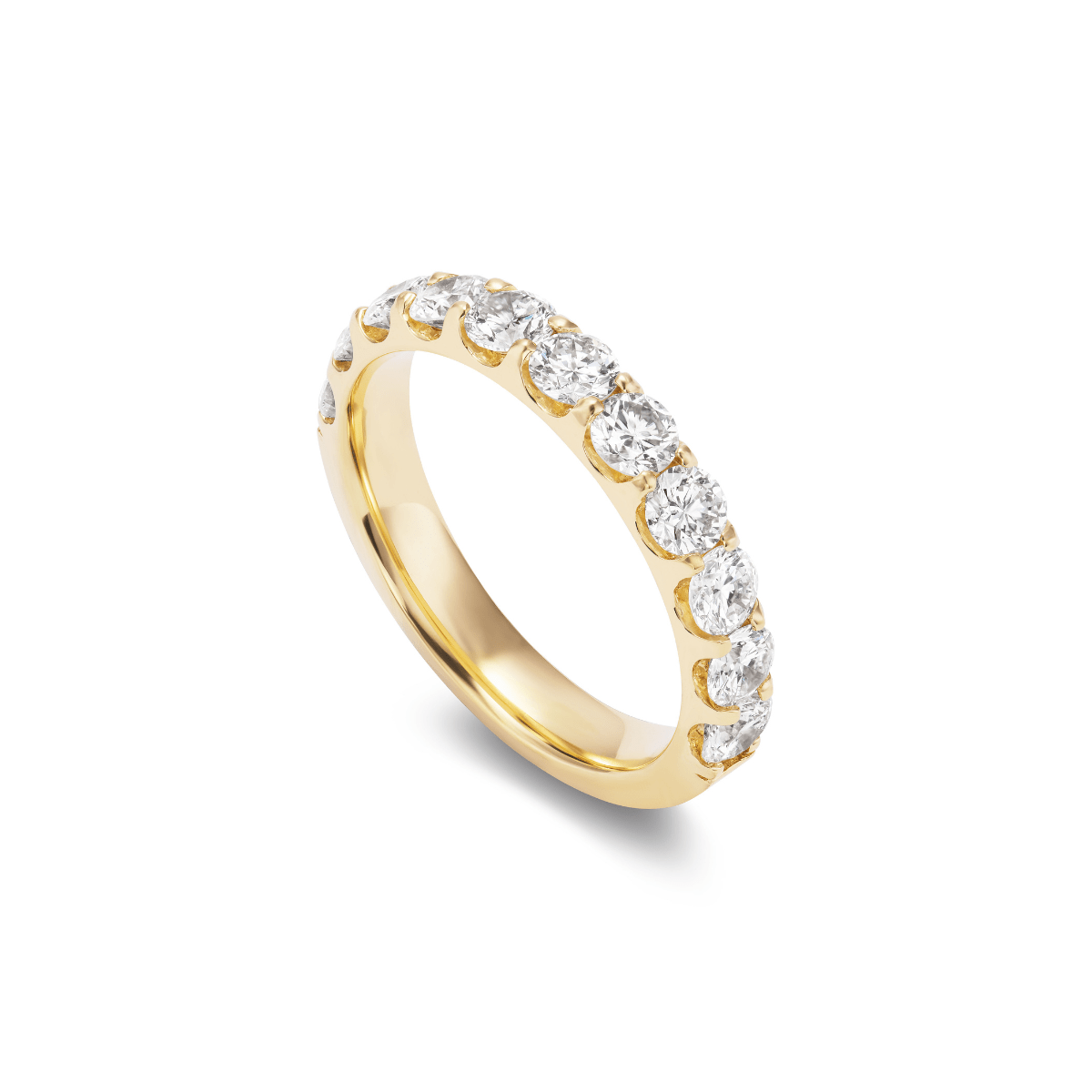 14k solid gold Caroline Ring with a half-eternity of diamonds