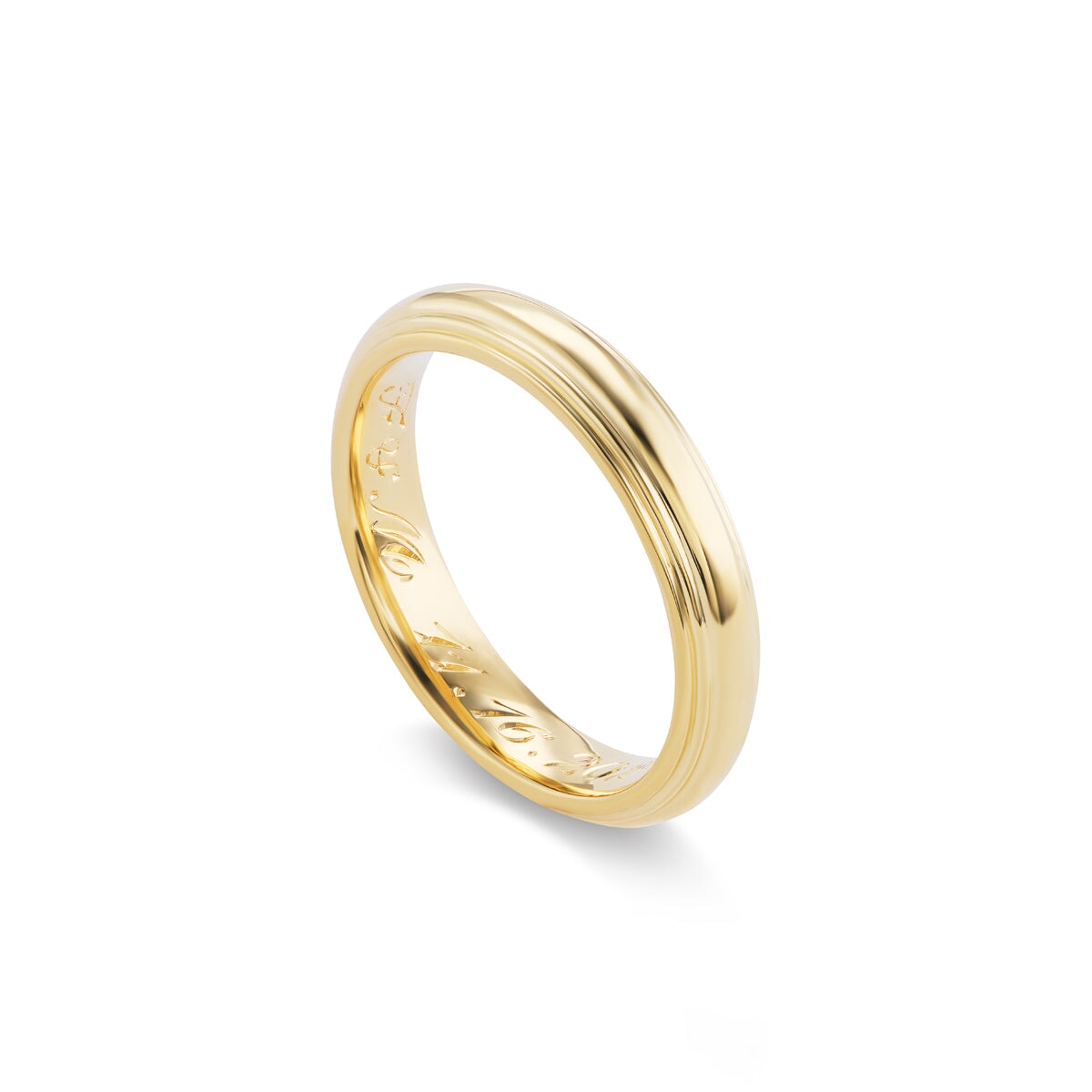 14k solid gold engravable Column Ring with a fluted column profile