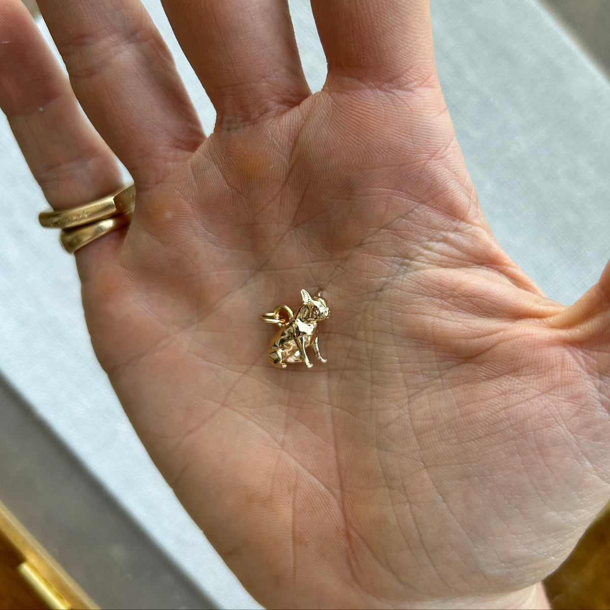 14k solid gold Custom Dog Charm as a custom hand-carved dog portrait