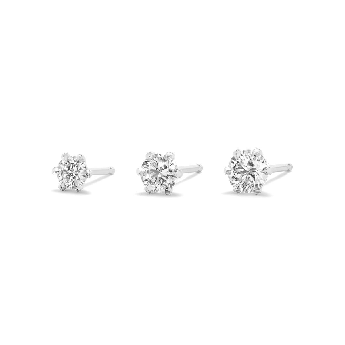 14k solid gold Diamond Daisy Stud Earrings with a prong-set solitaire diamond