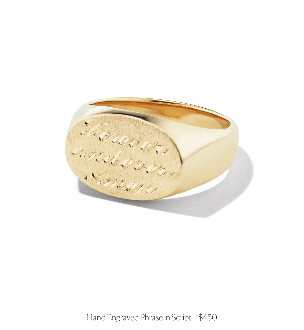 14k solid yellow gold personalized Oval Signet Ring with custom hand engraving