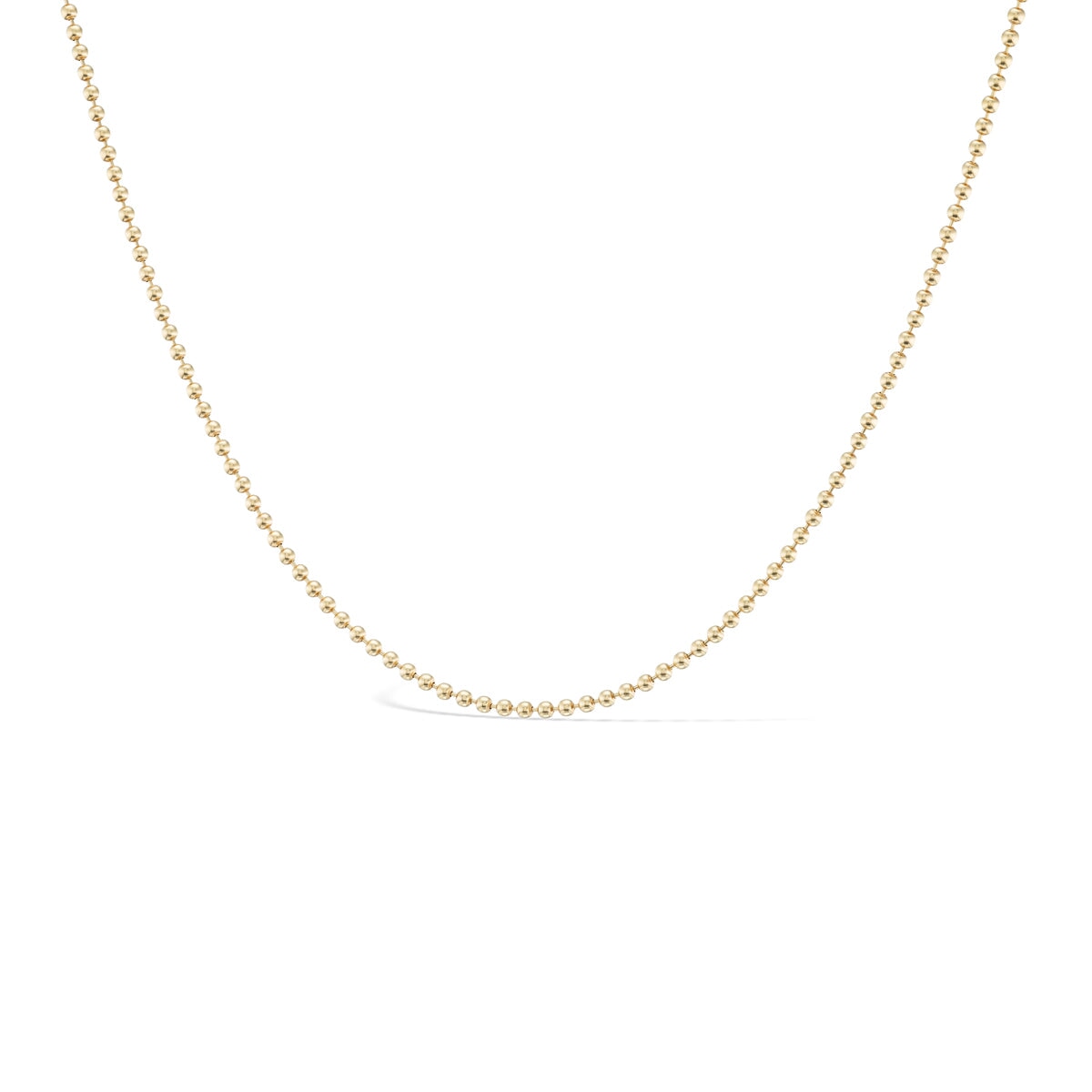 14k solid gold Ball Chain in a polished ball link