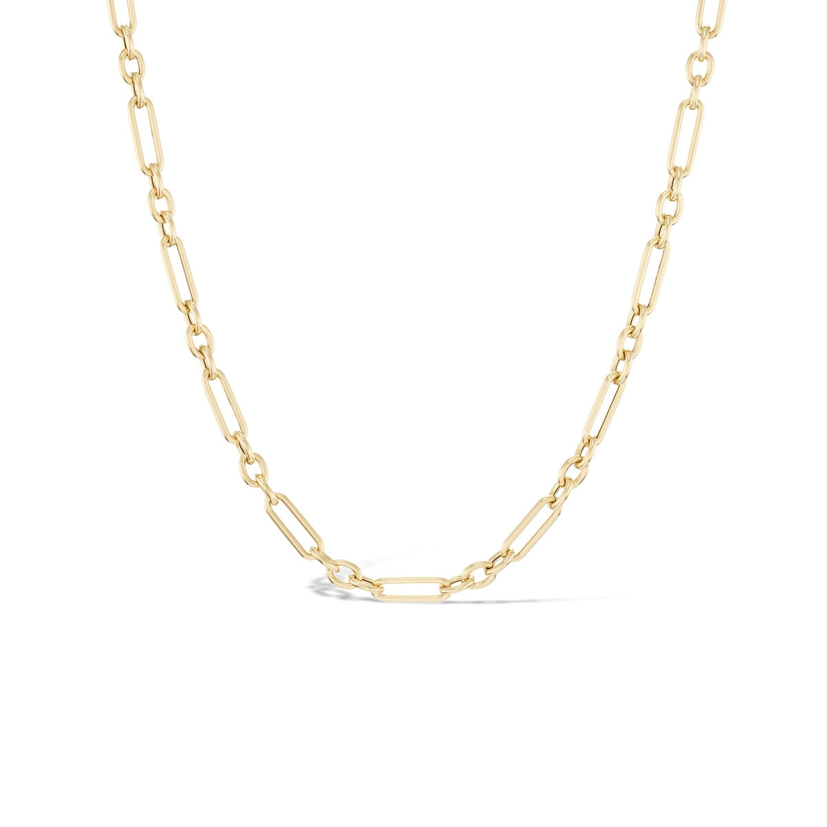 14k solid gold Trombone Chain in an elongated link