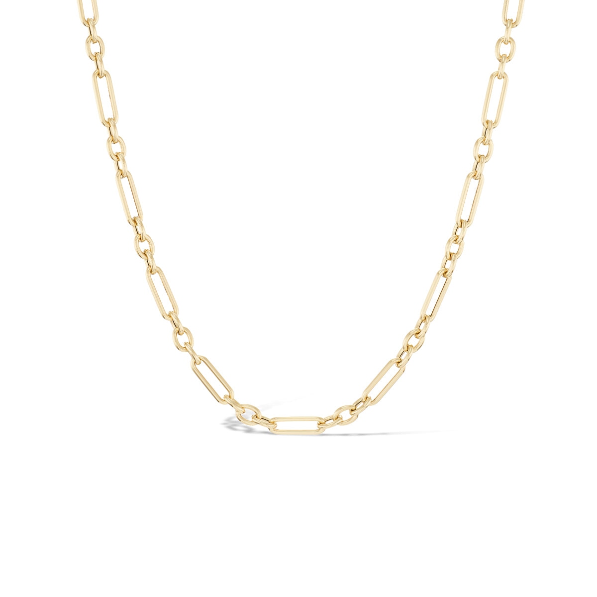 14k solid gold Trombone Chain in an elongated link
