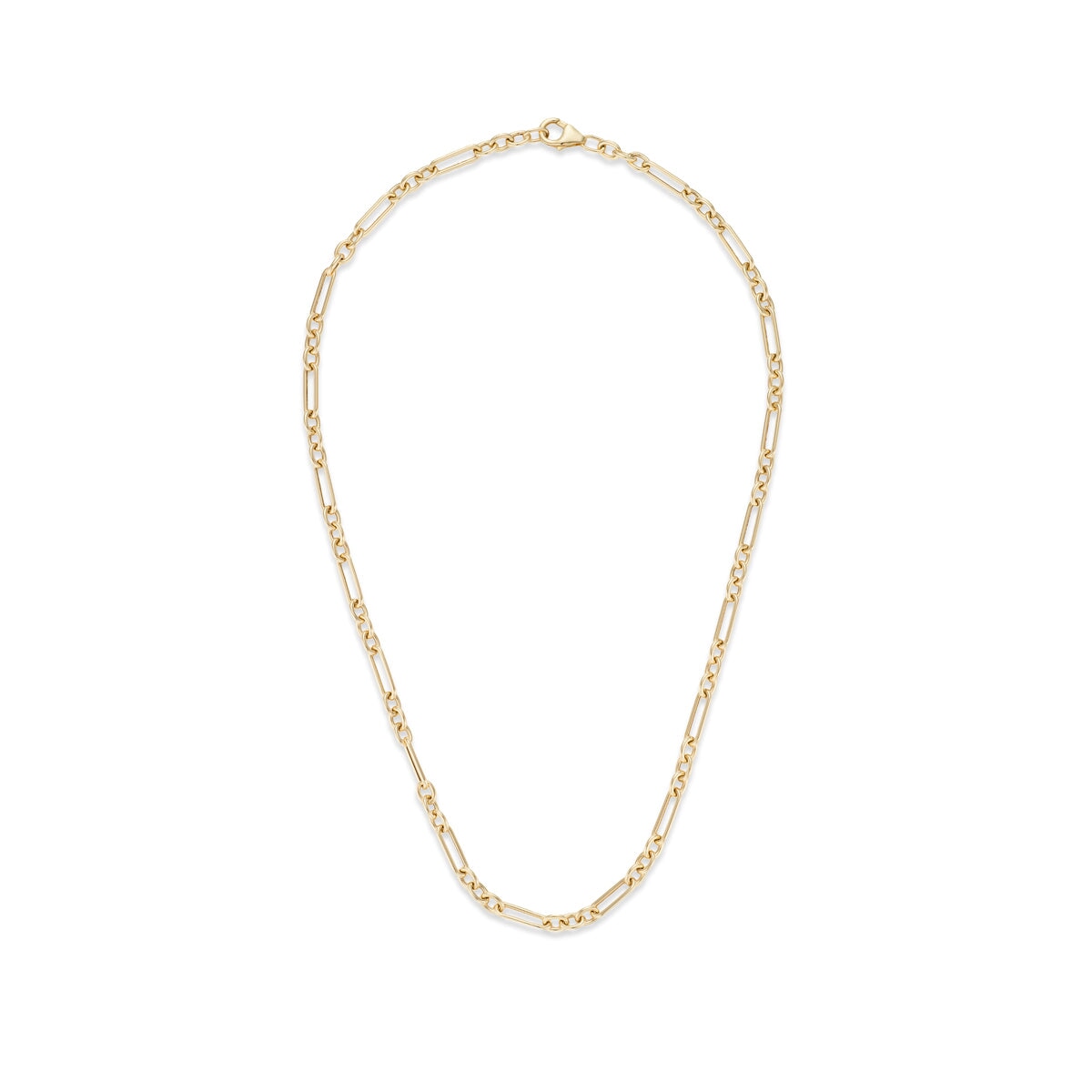 14k solid gold Trombone Chain in an elongated link